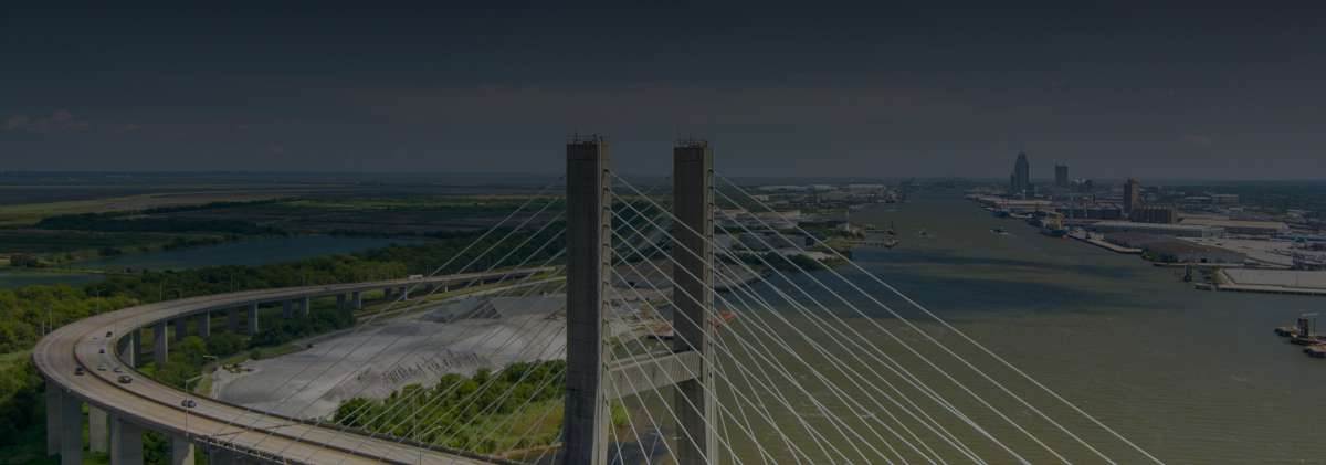 Aerial view of highway in Mobile, Alabama