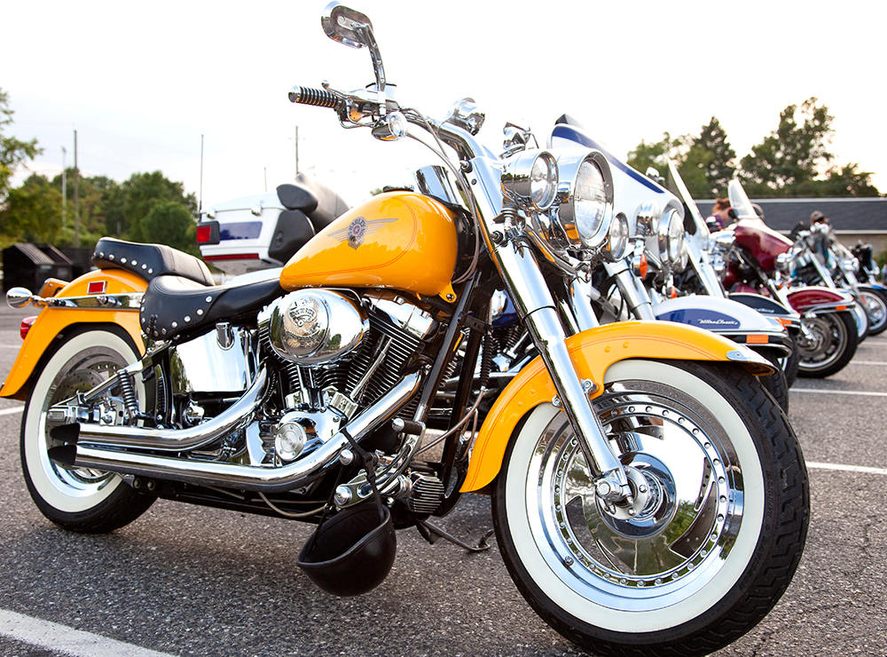 motorcycles in parking lot