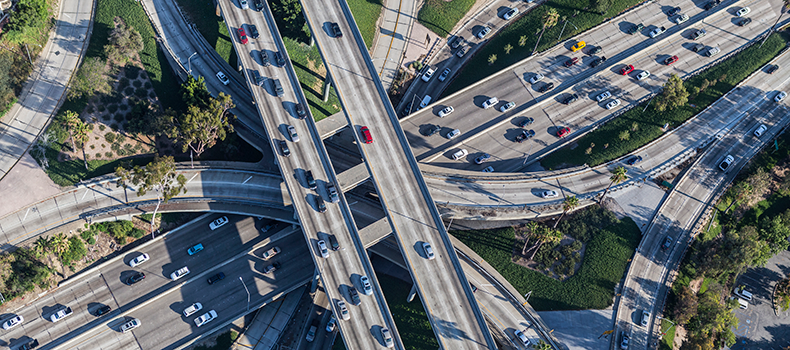 overhead shot of busy highway