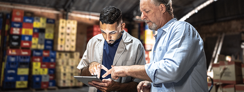 business shippers going over bill of lading