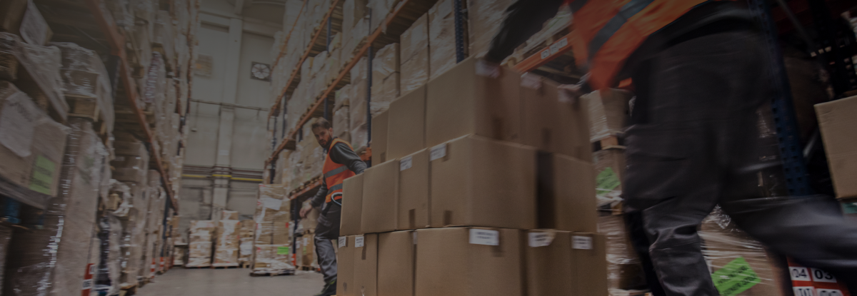 crates in a warehouse