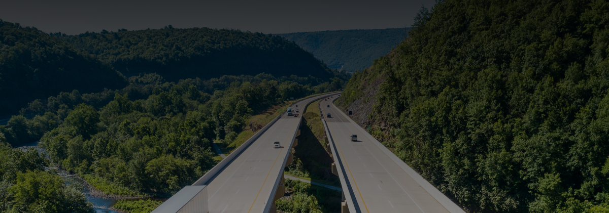 Aerial shot of Pennsylvania highway