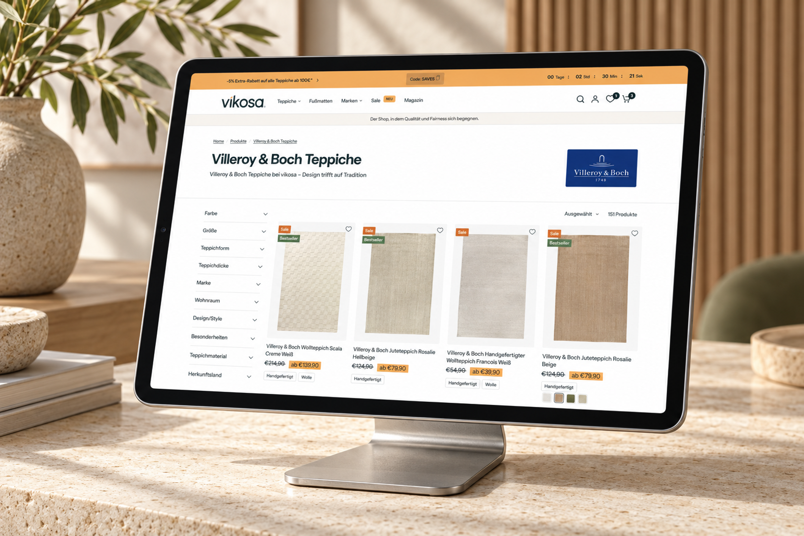VIKOSA: Markenkollektion auf einem Tablet