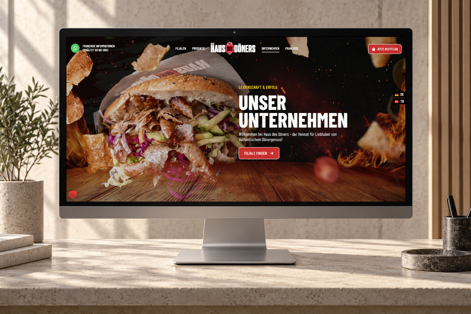HAUS DES DÖNERS: Unternehmensseite auf einem Desktop-Monitor