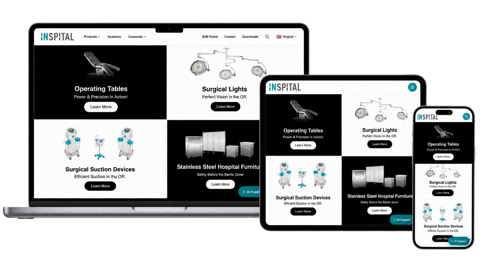 INSPITAL Website – Projektansicht