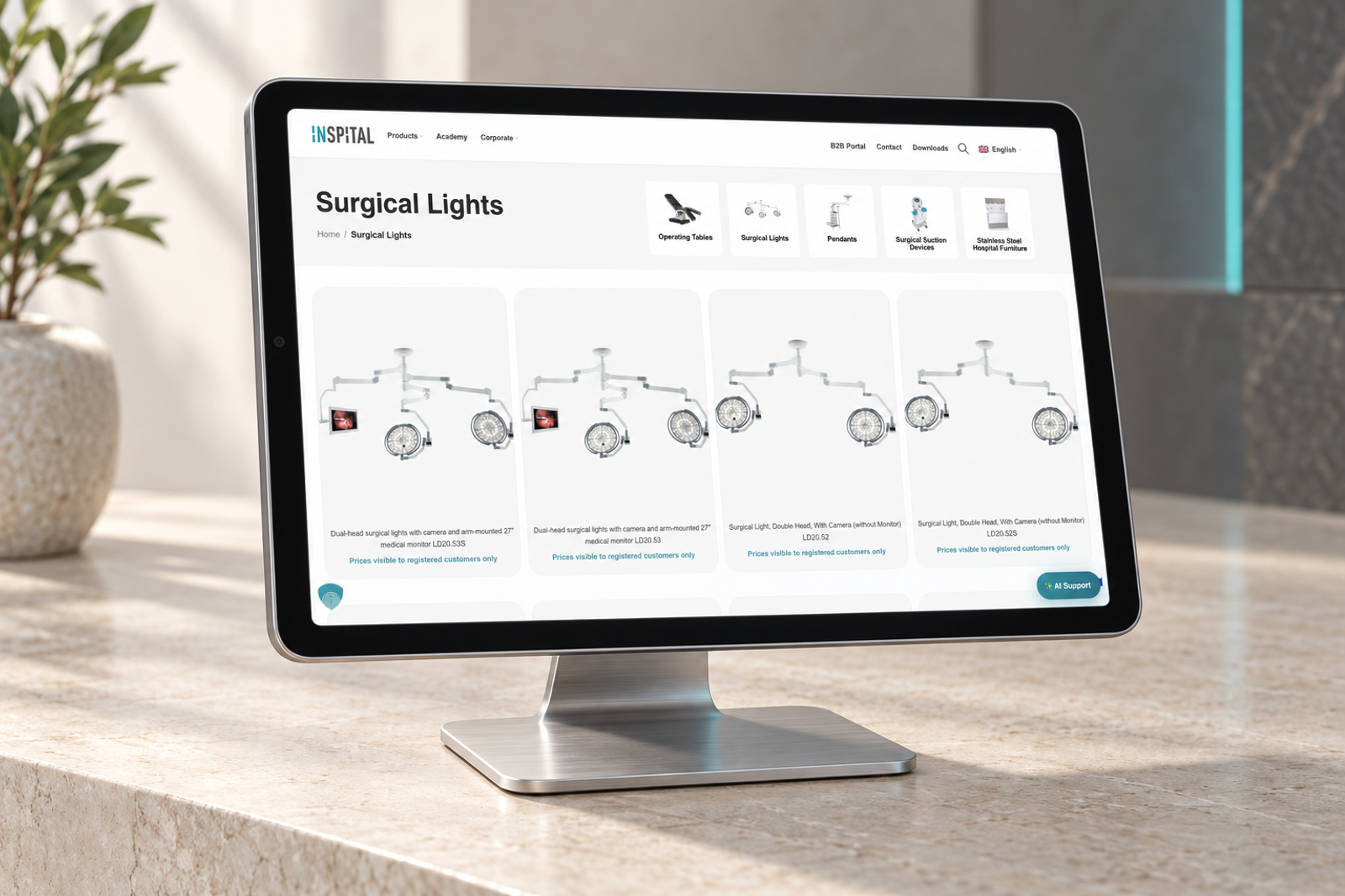 INSPITAL: OP-Leuchten auf einem Tablet