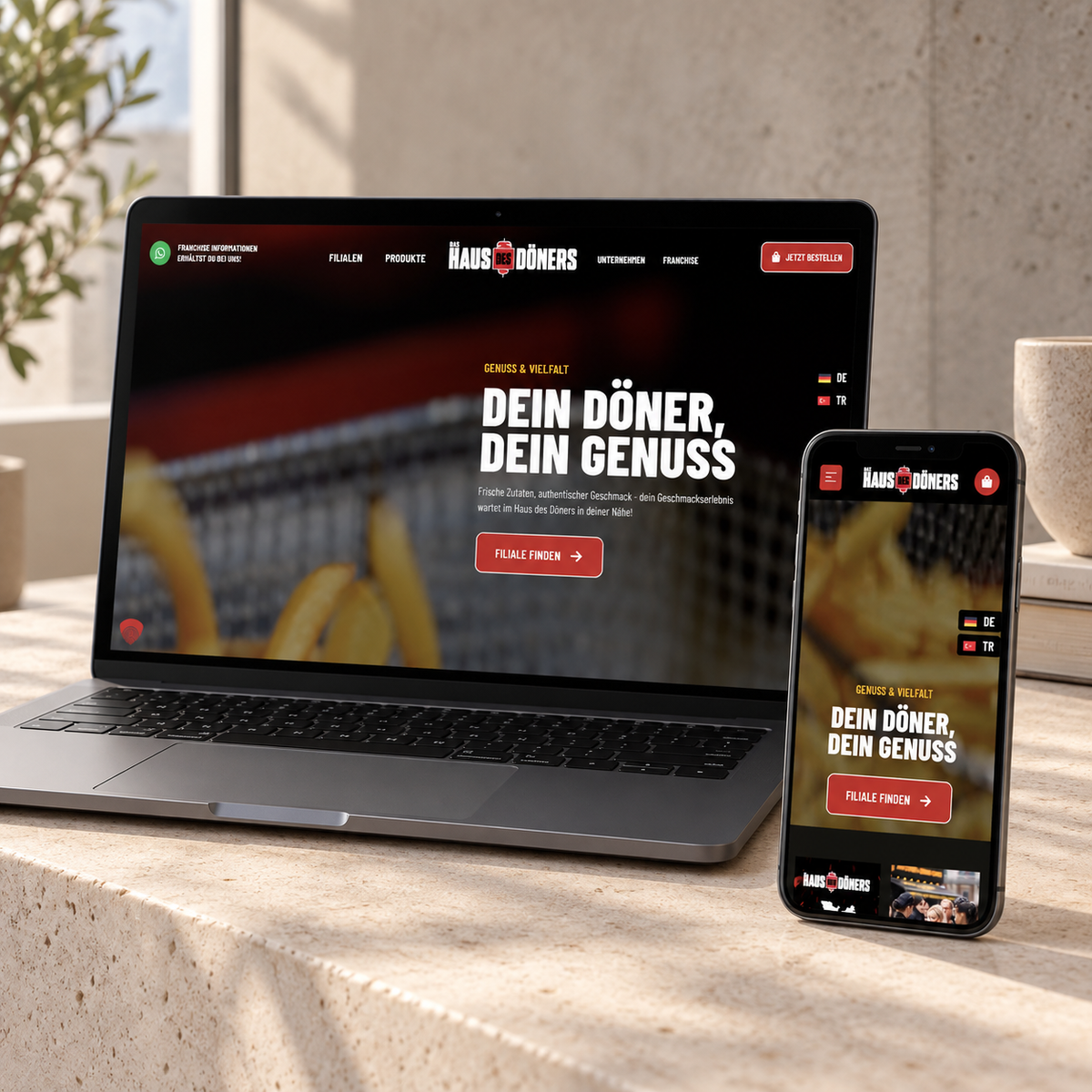 HAUS DES DÖNERS Website auf Laptop und Smartphone in einem Studio-Mockup