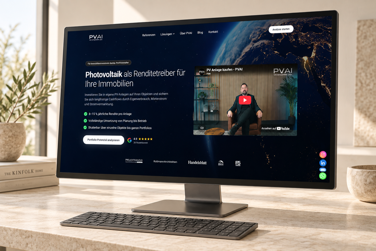 PVAI Anlagenkauf-Seite auf einem Desktop-Monitor