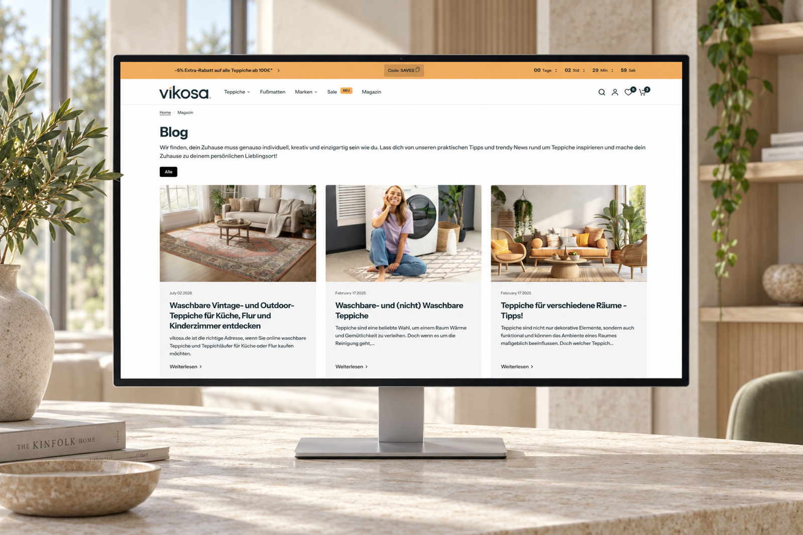 VIKOSA: Magazin auf einem Desktop-Monitor