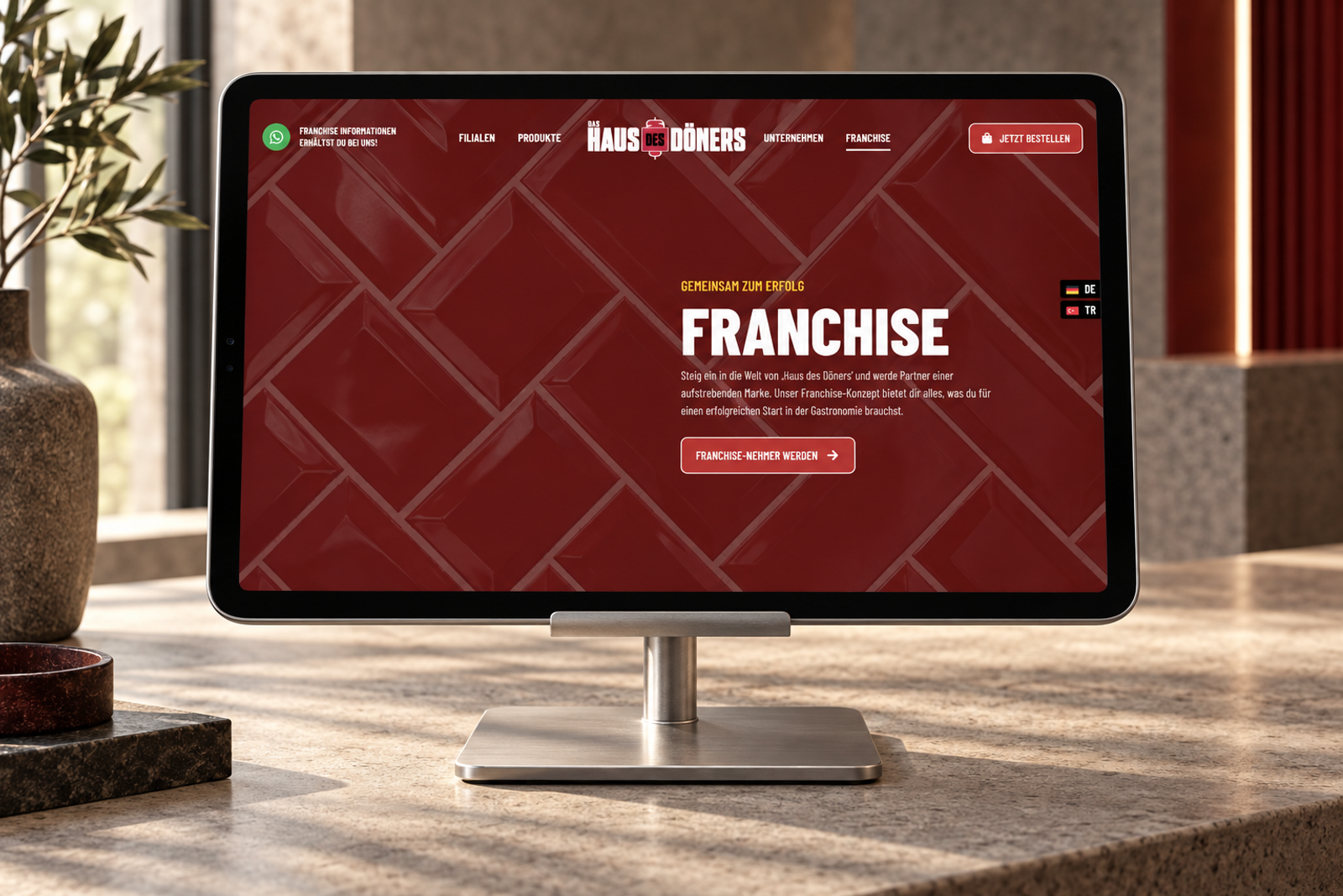 HAUS DES DÖNERS: Franchise-Seite auf einem Tablet