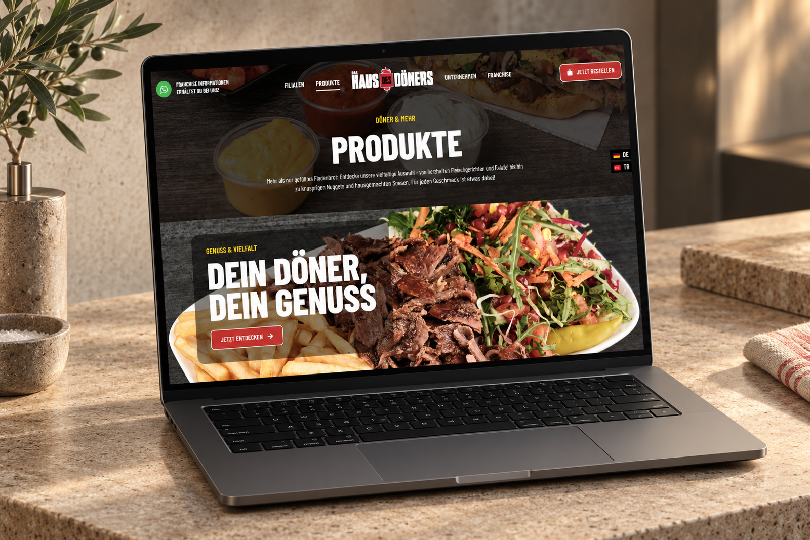 HAUS DES DÖNERS: Produktseite auf einem Laptop