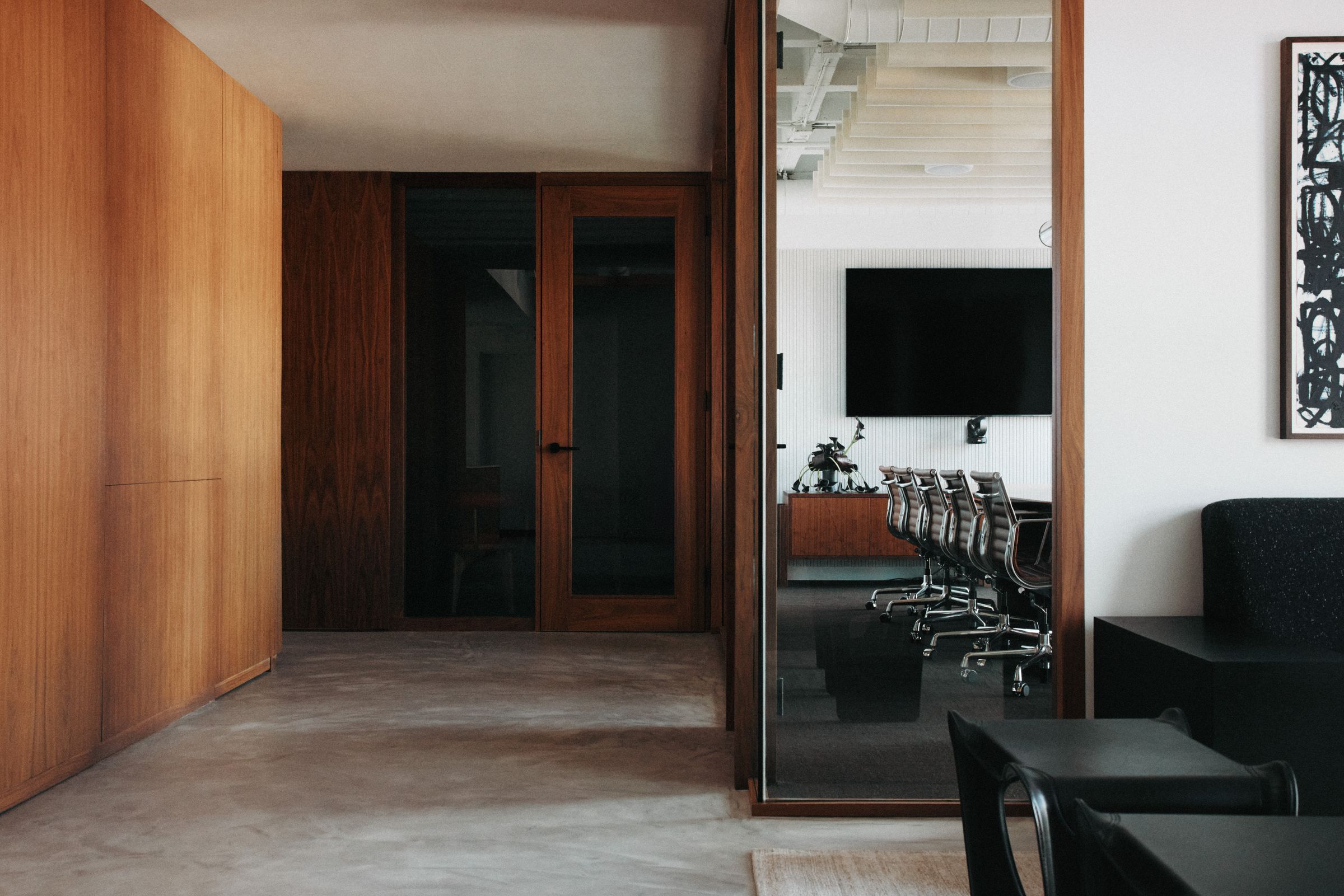 Imagery captures the considered architectural details of the office.
