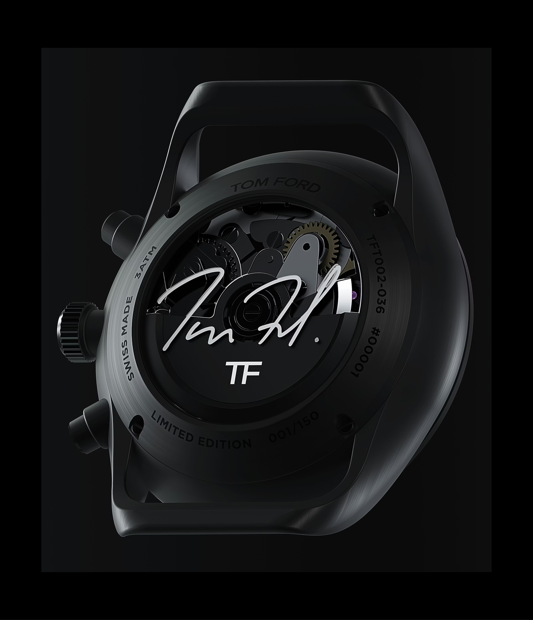 The timepiece’s titanium construction and mechanical movement are central to the campaign. 