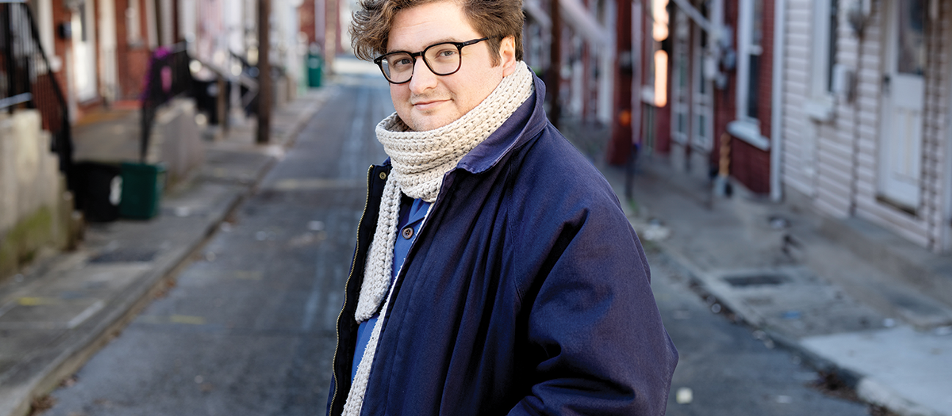 Architect Wes Hiatt stands in an alley in Bethlehem