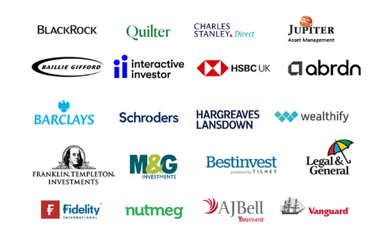 list of our clients - e.g., BlackRock, Fidelity, Barclays, AJ Bell, Vanguard, etc.