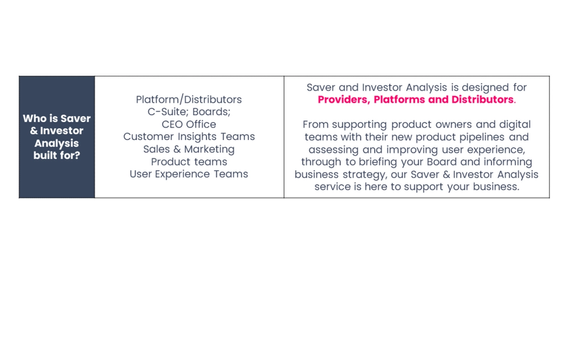 Saver and Investor analysis summary – Who is it built for?