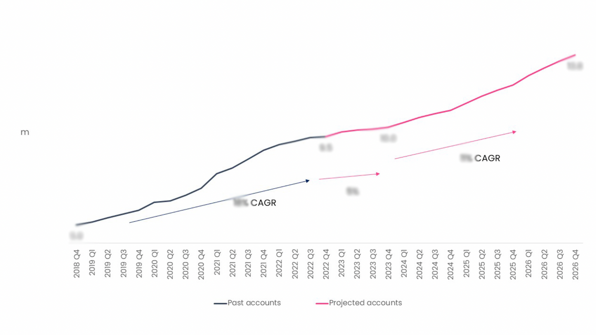 graph showing this year's s user growth to be slowing down