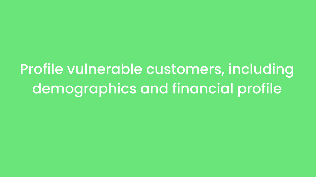 Profile vulnerable investors, including demographics and financial profile