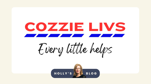 An image of the Tesco logo replaced with the words 'Cozzie Livs'