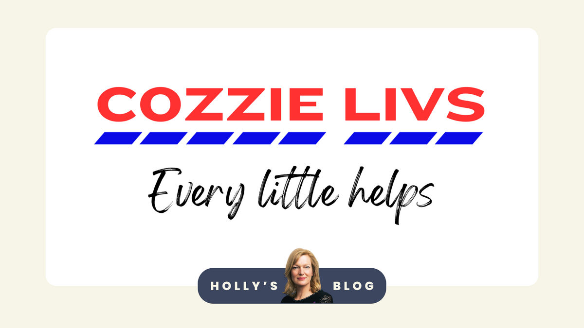 An image of the Tesco logo replaced with the words 'Cozzie Livs'