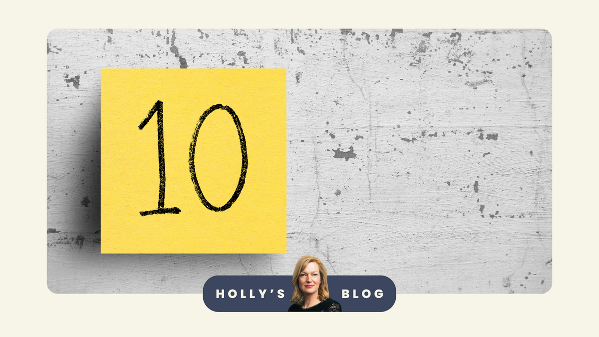 An image of a post-it note with the number 10 written on it