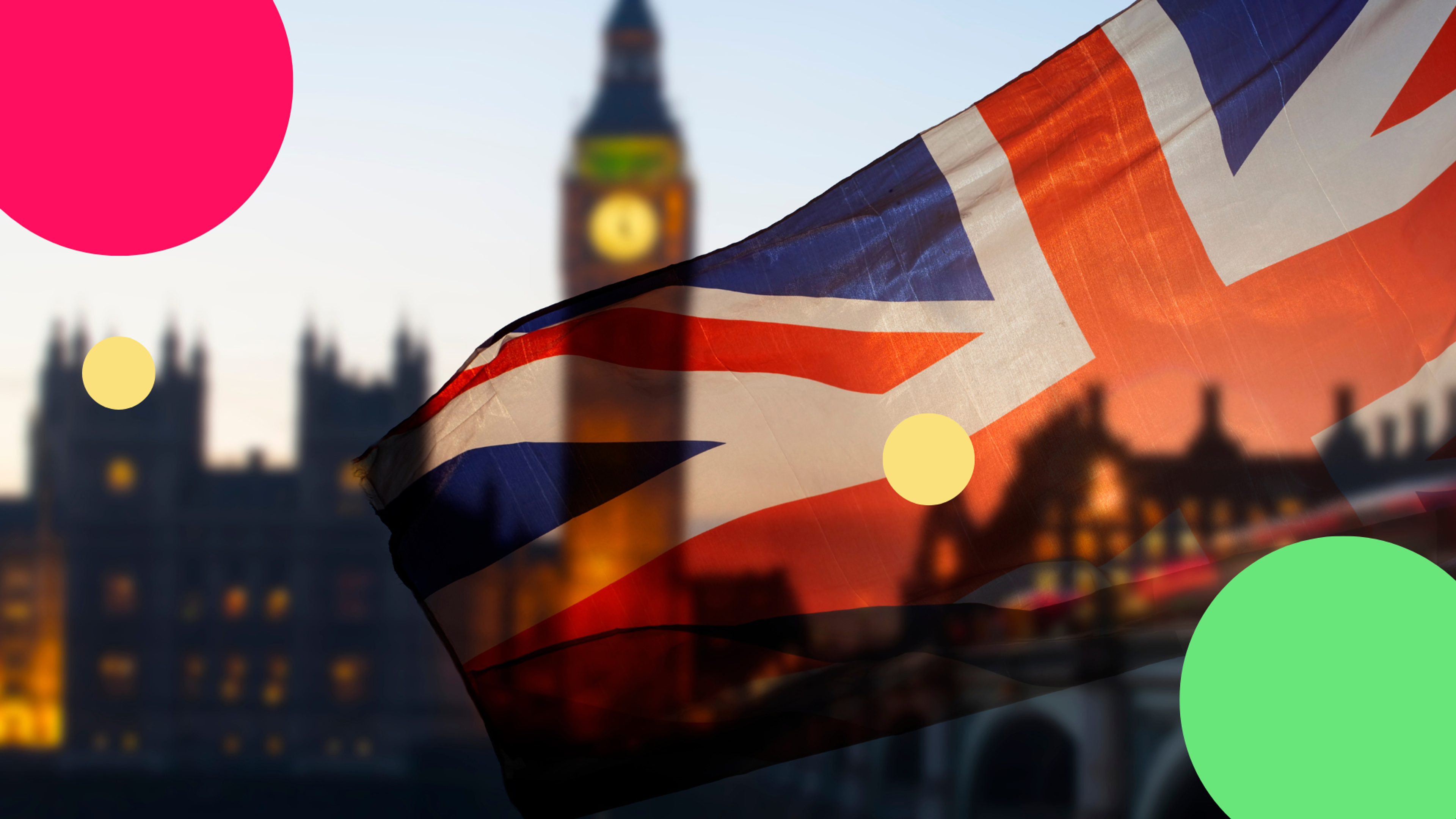 UK flag in front of the parliament 