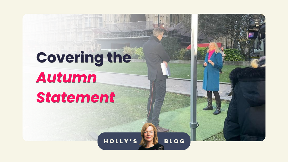 A photo of Holly Mackay talking on BBC News live about the Autumn Budget