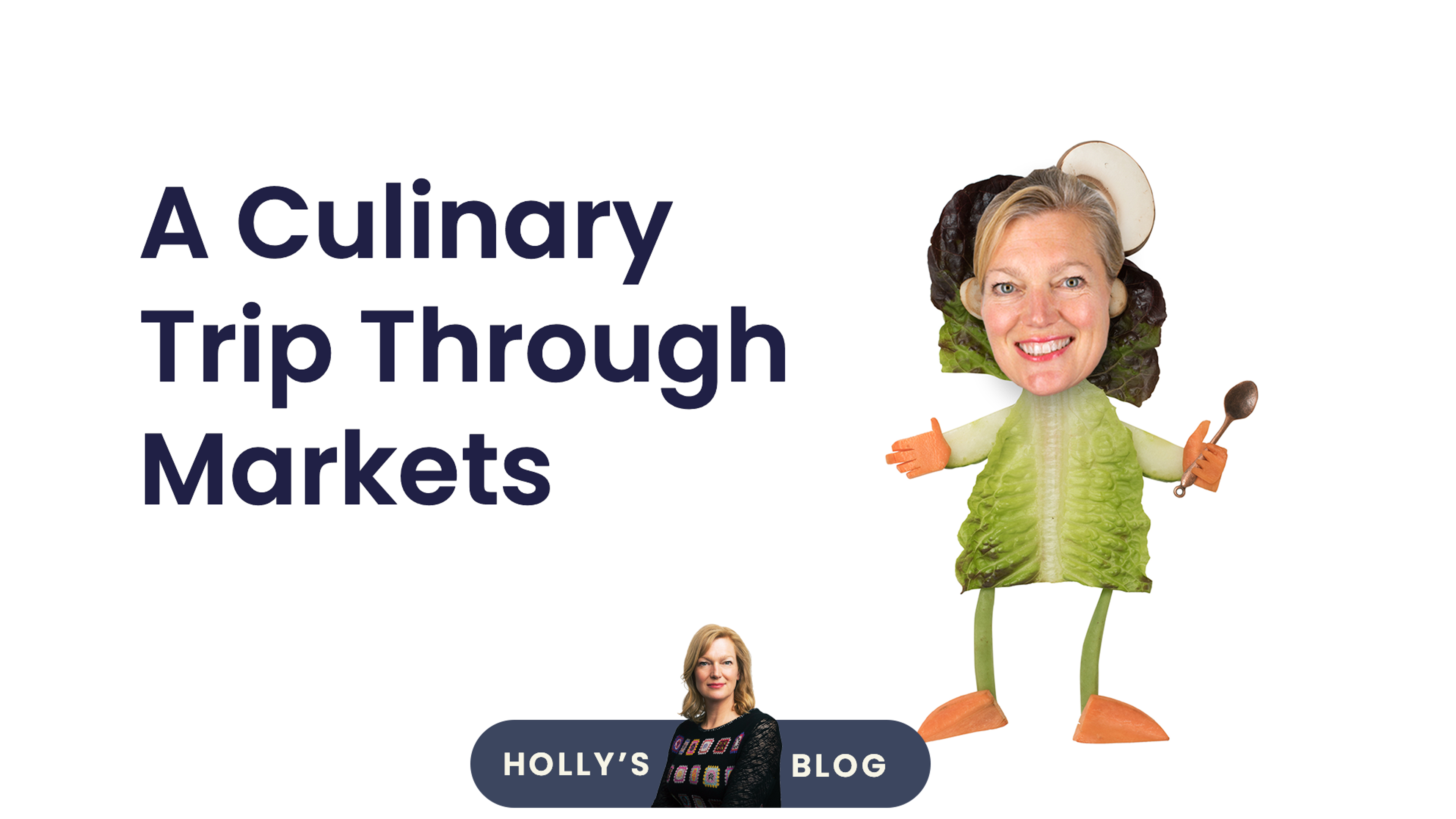 Boring Money CEO and Founder Holly Mackay dressed as a lettuce, guiding us on a culinary trip through markets