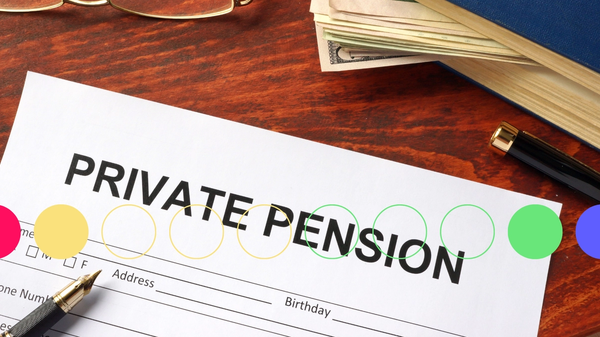 An image of a stack of papers with 'Private Pension' printed on top