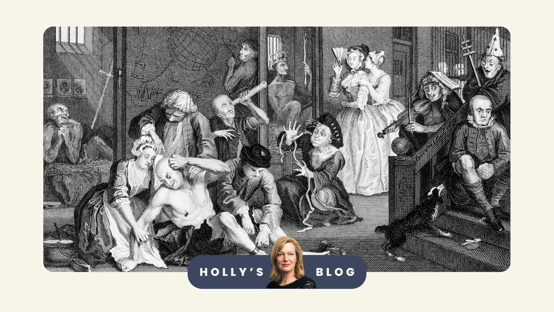 A Victorian engraving of a madhouse full of insane people