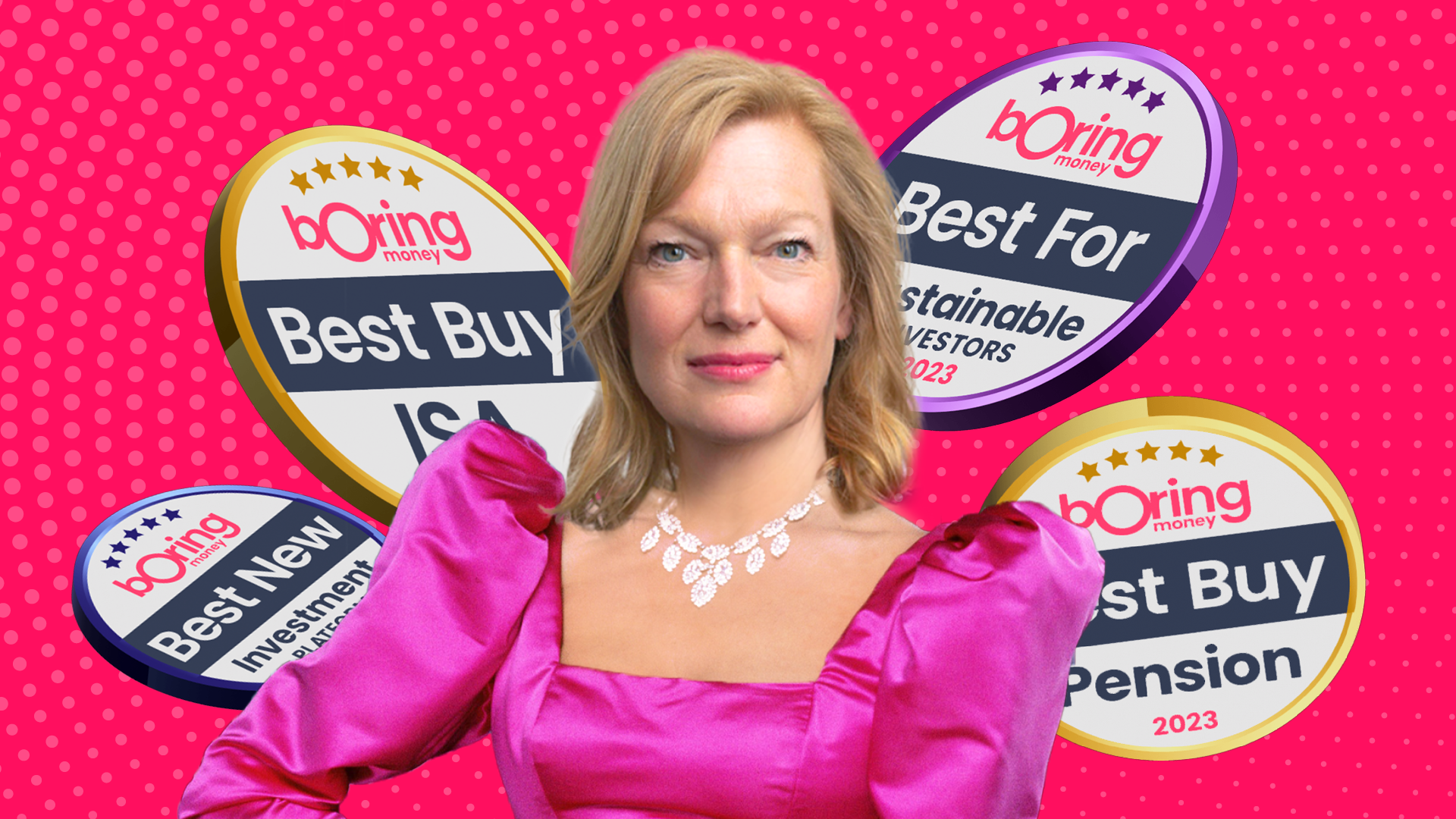 Boring Money CEO and Founder, Holly Mackay revealing the winners of our 2023 Best Buy Awards