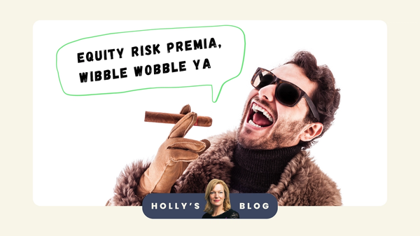 A man wearing sunglasses smoking a cigar laughing about 'equity risk premia'