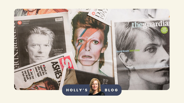 An array of magazines and newspapers featuring David Bowie's profile