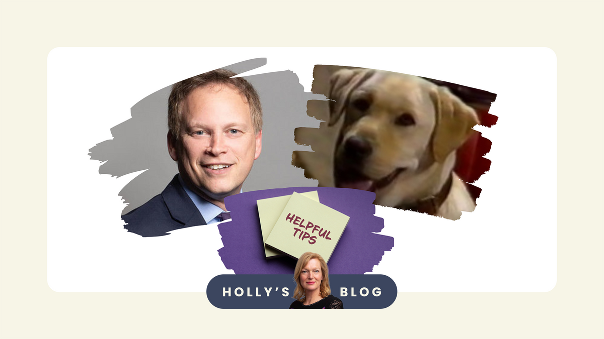 Holly's helpful tips on post-it notes, the new Secretary of State for Defence Grant Shapps and a Golden Retriever