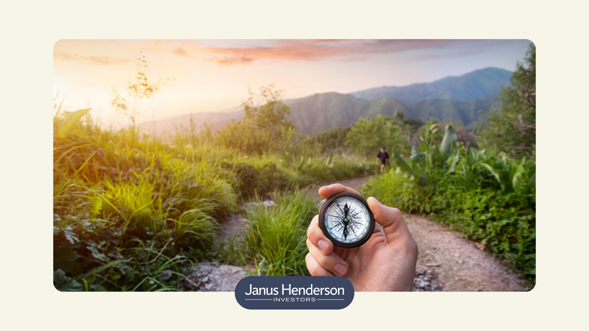 man with a compass pointing East indicating the Far East as an investment opportunity