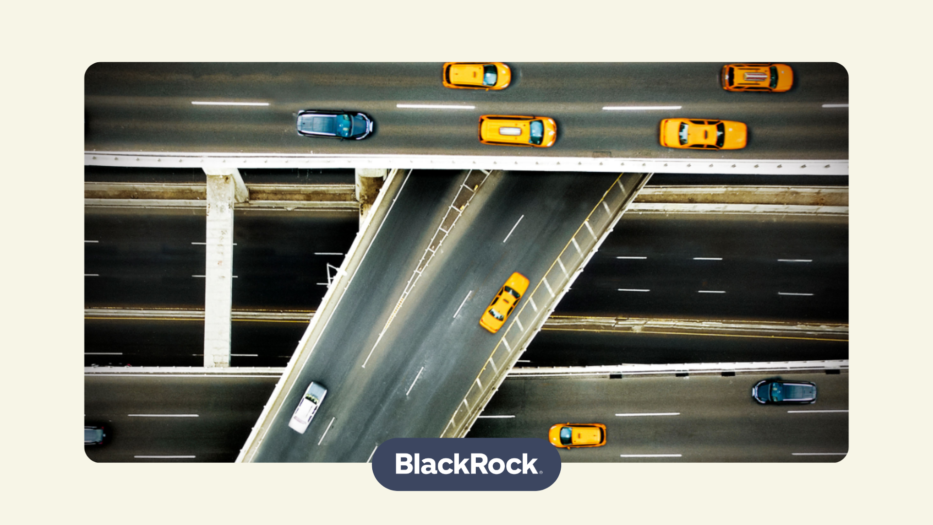 US based elevated highway, yellow cabs and other cars