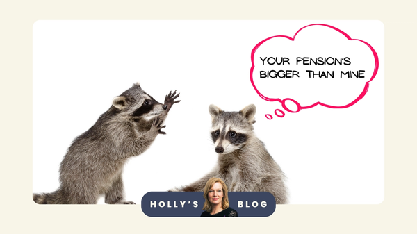 One raccoon pointing at the other raccoon: "Your pension's bigger than mine"