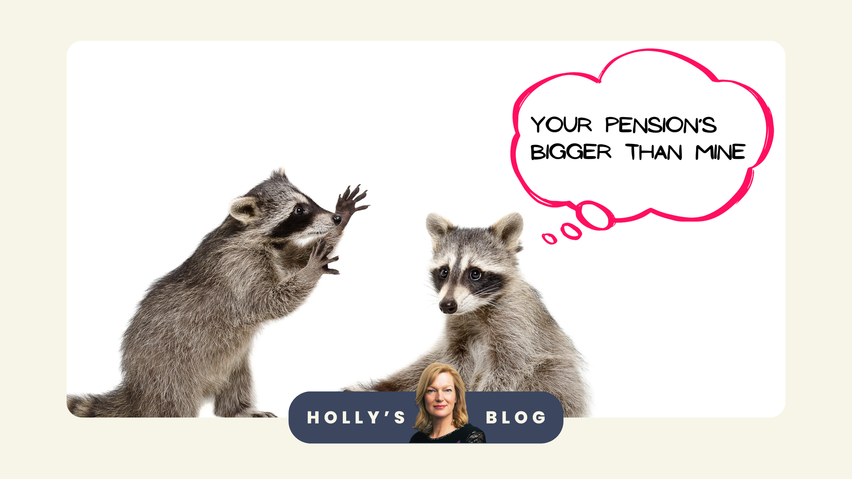 One raccoon pointing at the other raccoon: "Your pension's bigger than mine"