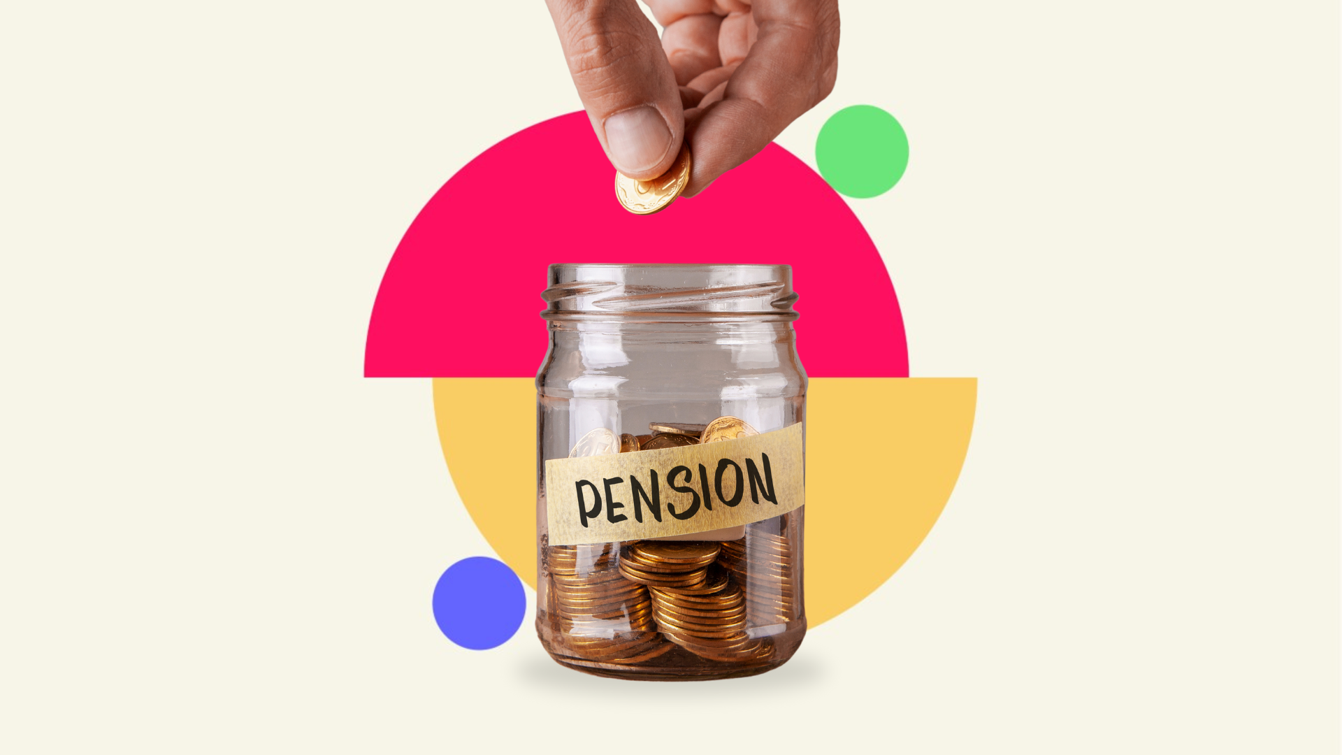 An image of a jar of money with 'pension' written on it
