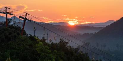 A sunrise over the SkyLift at the Gatlinburg SkyPark.