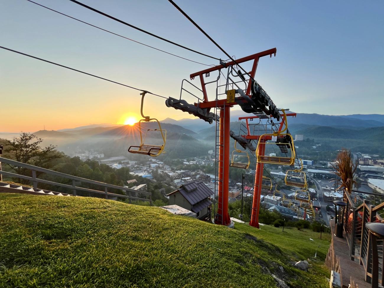 skylift and sunrise photo