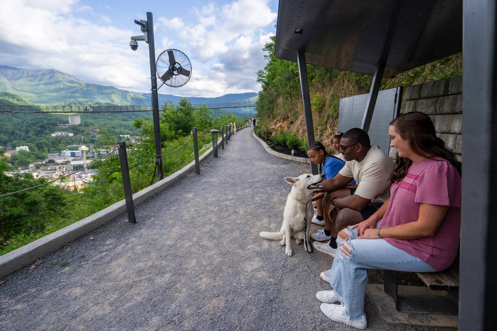 family at a shelter on the skytrail
