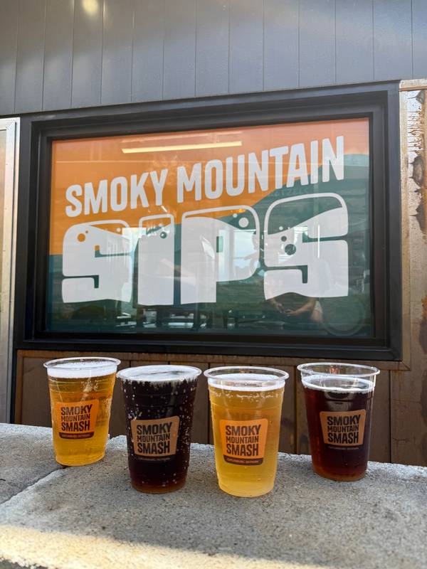 A lineup of the draft beer served at Smoky Mountain Sips.