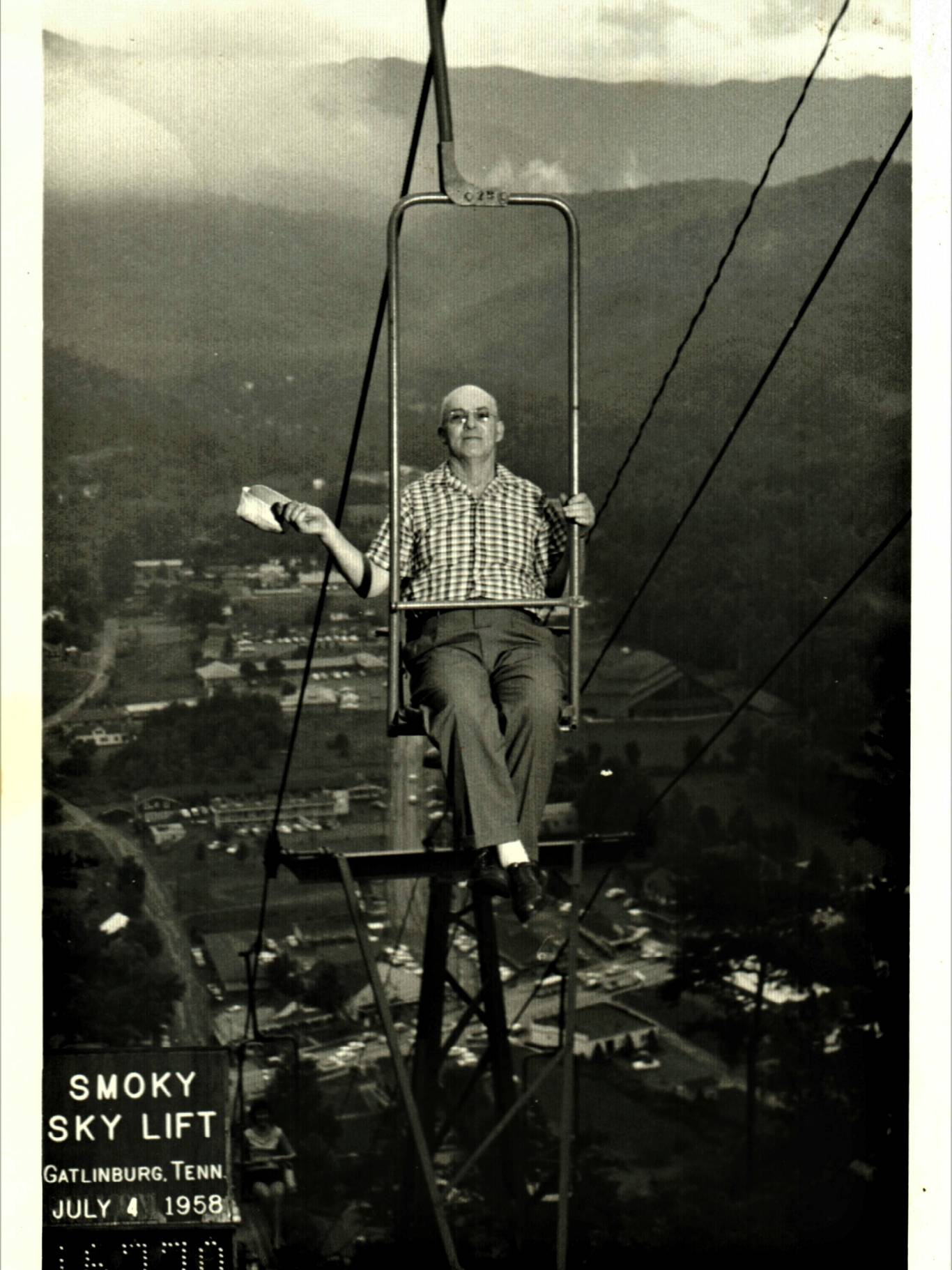 A hostorical photo of the old single seat SkyLift formerly called the Smoky Sky Lift.