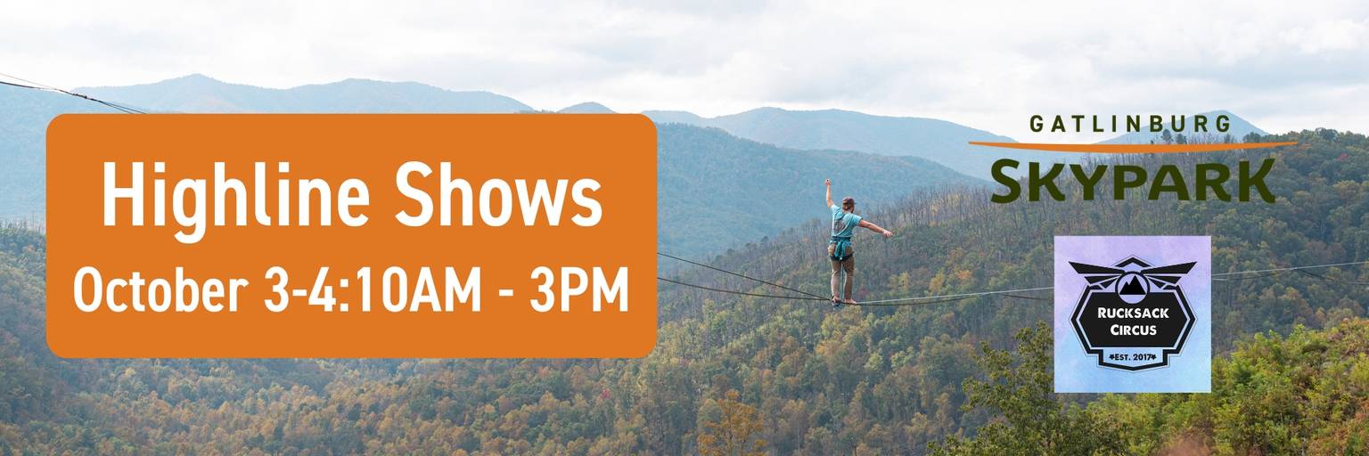 A highliner walking a slackline across the valley of the SkyBridge.