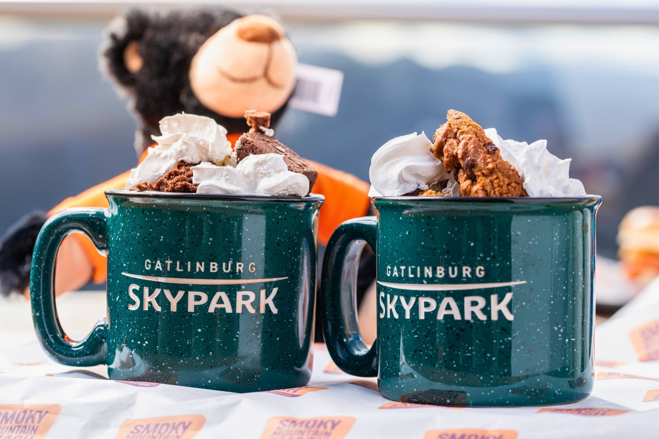 hot chocolate with stuffed bear
