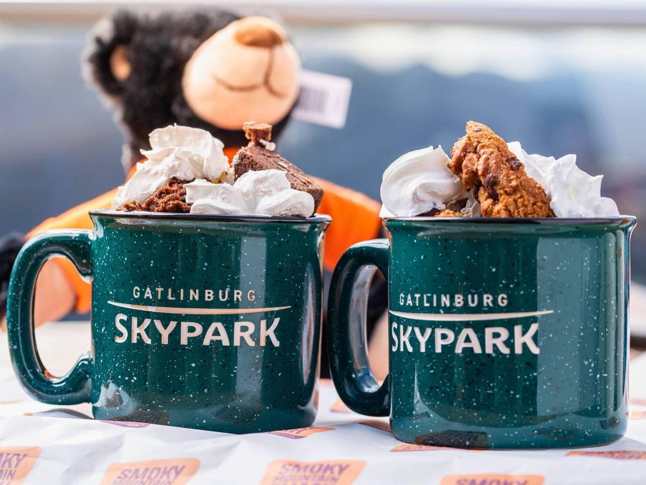 hot chocolate with stuffed bear