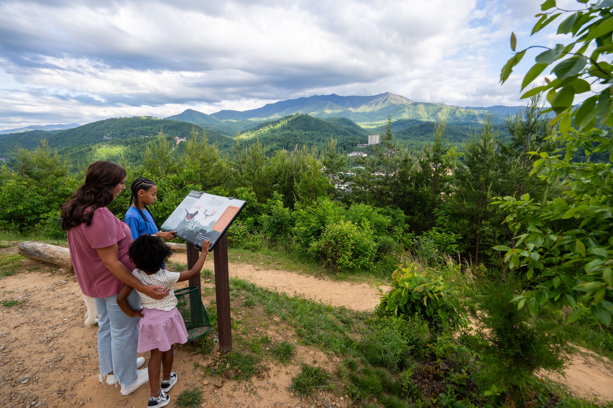 family on hiking trails at gatlinburg skypark