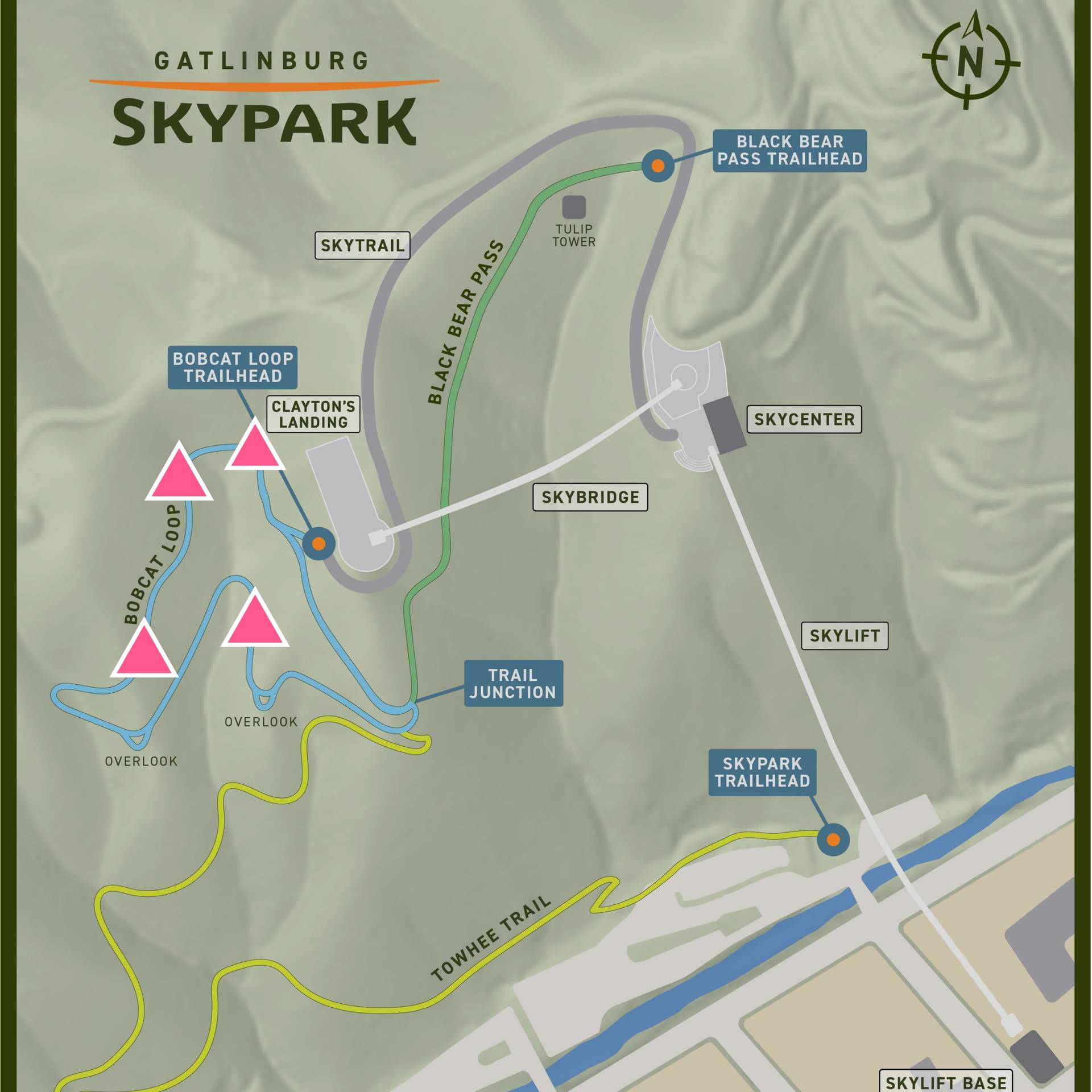 map of mountain larel on the hiking trails