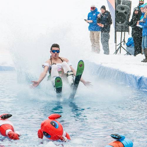 Skier crossing Slushpool